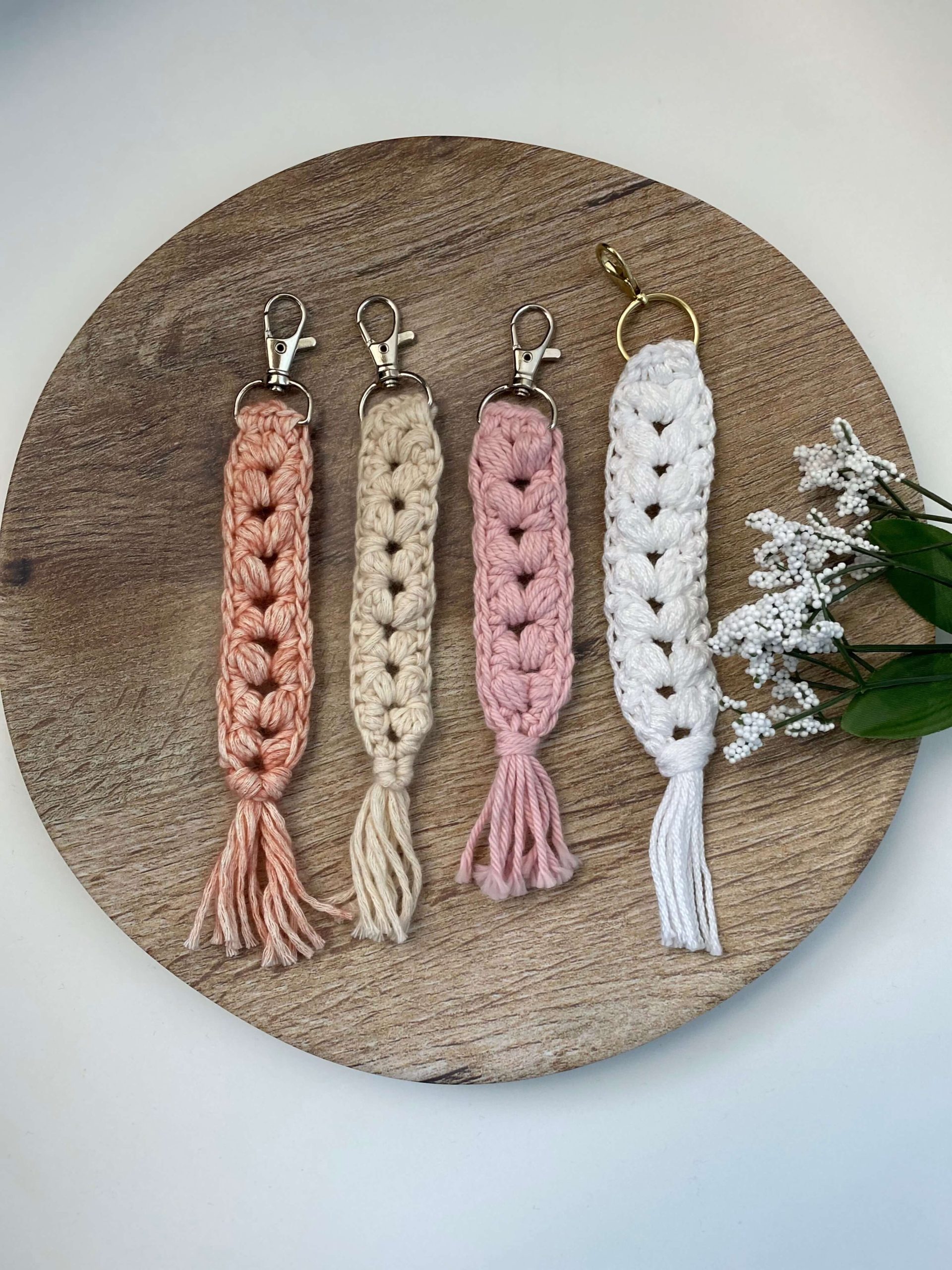 Crochet Keychains & Wristlets - Love to stay home